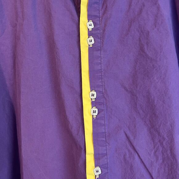 COOFANDY Women's Top Purple Yellow Contrasting Trim XXXL Artsy Cotton - Picture 6 of 13
